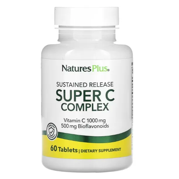 Комплекс витаминов Super C пролонгированного действия Natures Plus для укрепления иммунитета в таблетках 60 шт.