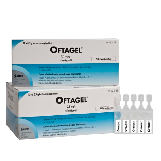 Oftagel ( Офтагель ) 2,5 мг/г увлажняющие глазные капли в одноразовых пипетках 120 шт, глазные капли
