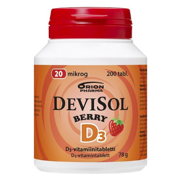 Витамин D3 DeviSol 20 мкг в таблетках со вкусом клубники 200 шт.