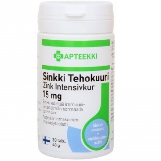 Apteekki Sinkki tehokuuri (Цинк интенсивной терапии) в таблетках со вкусом апельсина 30 шт. 