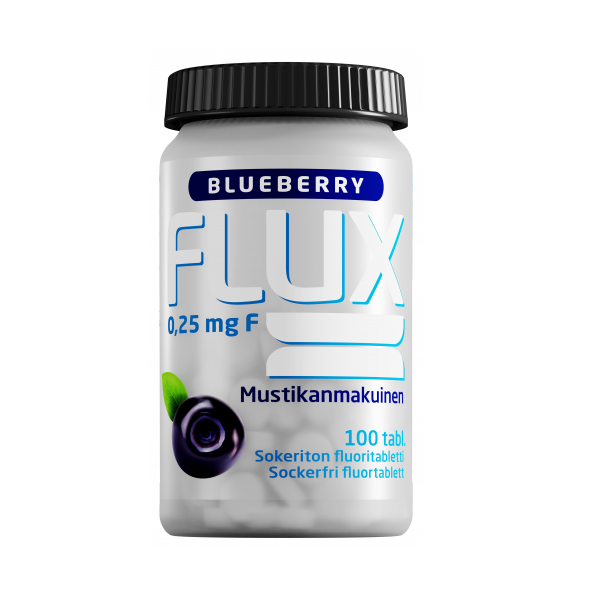 Пищевая добавка с фтором Flux Blueberry 250 мкг для укрепления зубов в жевательных таблетках 100 шт.
