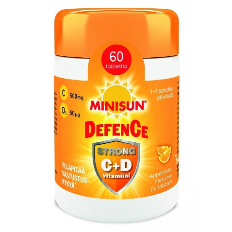 Витамины Minisun Defence Strong С + D в таблетках со вкусом апельсина 60 шт.