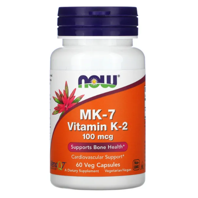 Витамин K-2 MK-7 Now Foods 100 мкг для улучшения свертывания крови и здоровья костей в капсулах 60 шт.