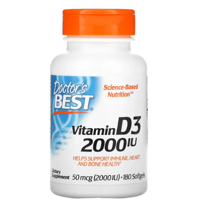 Витамин D3 Doctor's Best 50 мкг (2000 IU) в капсулах 180 шт.