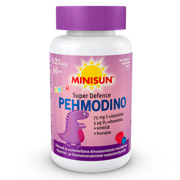 Витамины C + D + Цинк Minisun Super Defence Pehmodino со вкусом черники и малины 60 шт.