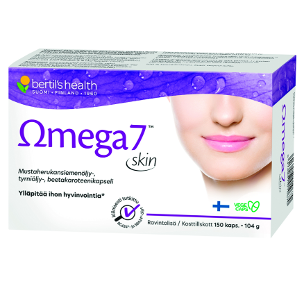 Пищевая добавка Omega 7 Skin Bertils для питания и омоложения кожи в капсулах 150 шт.