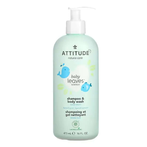 Детский шампунь и гель для душа 2-в-1 Attitude Baby Leaves Science с миндальным молоком 473 мл