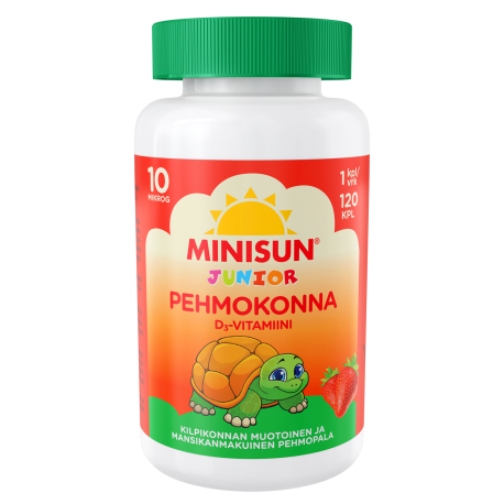 Витамин D3 Minisun Pehmokonna Junior 10 мкг в таблетках со вкусом клубники 120 шт.
