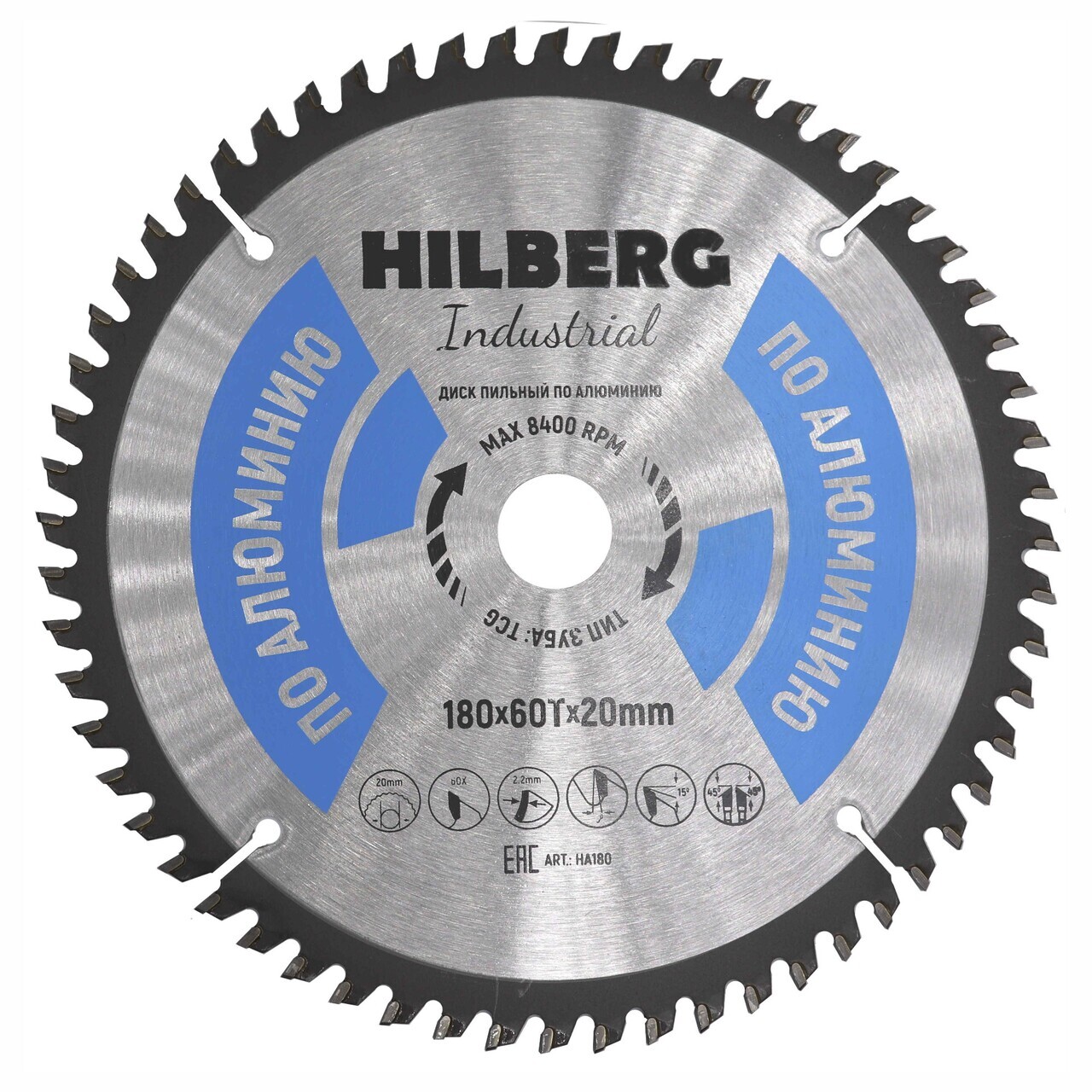 Пильный диск для алюминия 180 мм HILBERG HA180