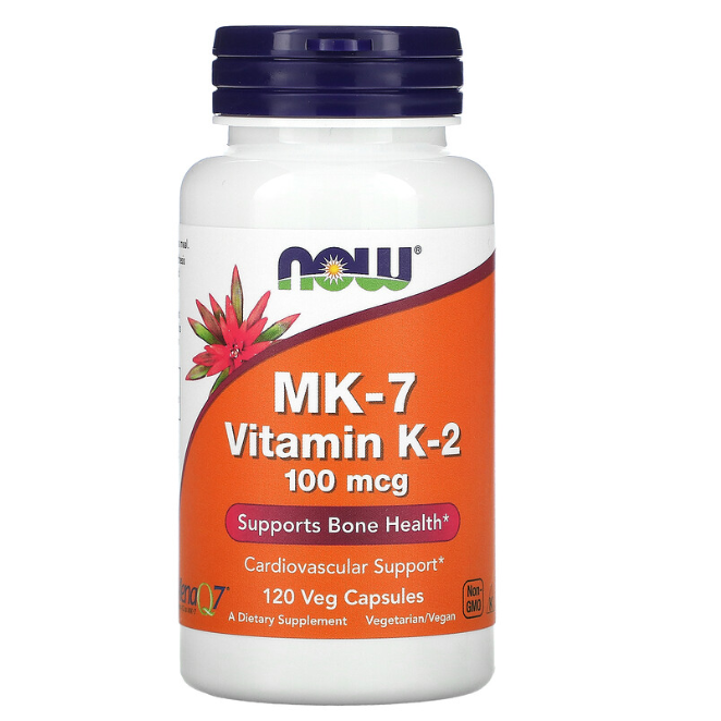Витамин K-2 MK-7 Now Foods 100 мкг для улучшения свертывания крови и здоровья костей в капсулах 120 шт.