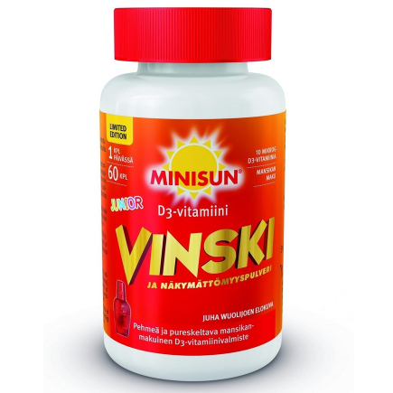 Витамин D3 Minisun Vinski 10 мкг в таблетках со вкусом клубники 60 шт.