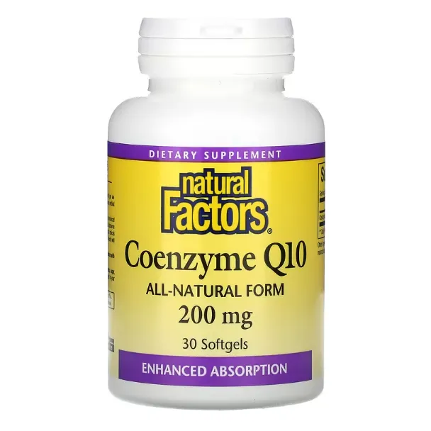Коэнзим Q10 Natural Factors 200 мг для здоровья сердечно-сосудистой системы в капсулах 30 шт.