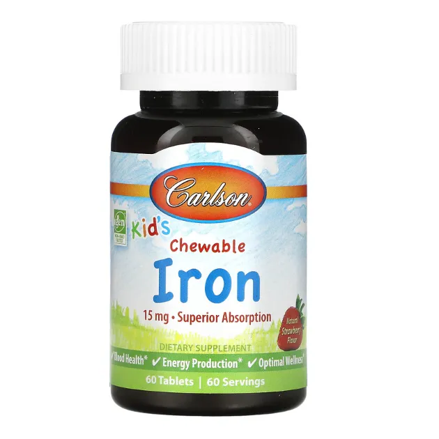 Железо Kid's Chewable Iron Carlson 15 мг с клубничным вкусом в таблетках 60 шт.