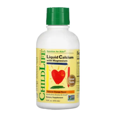 Жидкий кальций с магнием ChildLife Essentials со вкусом апельсина 473 мл
