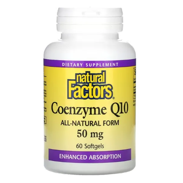 Коэнзим Q10 Natural Factors 50 мг для здоровья сердечно-сосудистой системы в капсулах 60 шт.