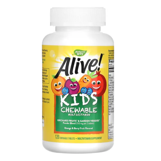 Мультивитамины для детей Alive Nature’s Way со вкусом апельсина и лесных ягод в таблетках 120 шт.