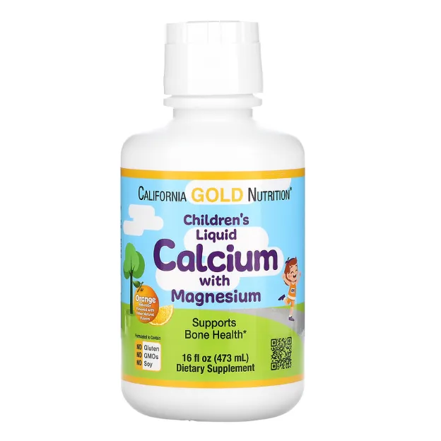 Жидкий кальций с магнием California Gold Nutrition для детей со вкусом апельсина 473 мл