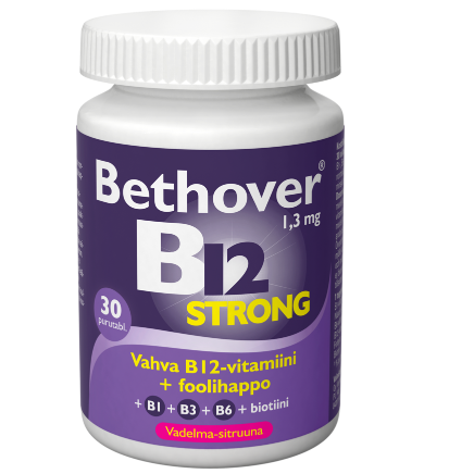 Витамин В12 Bethover Strong с малиново-лимонным вкусом в таблетках 30 шт.