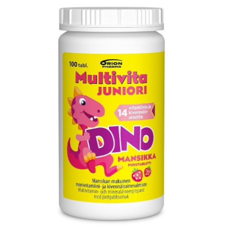 Мультивитамины Multivita Dino Junior со вкусом клубники 100 шт.