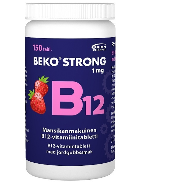 Витамины со вкусом клубники Beko Strong усиленные В12 в таблетках 150 шт.