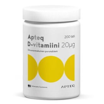 Витамин D3 Apteq 20 мкг в таблетках со вкусом лимона 200 шт.