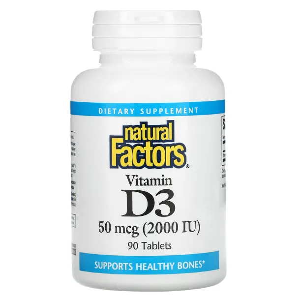 Витамин D3 Natural Factors 50 мкг (2000 ме) в таблетках 90 шт.