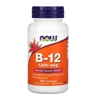Витамин B-12 (цианокобаламин) Now Foods 1000 мкг леденцы 250 шт.