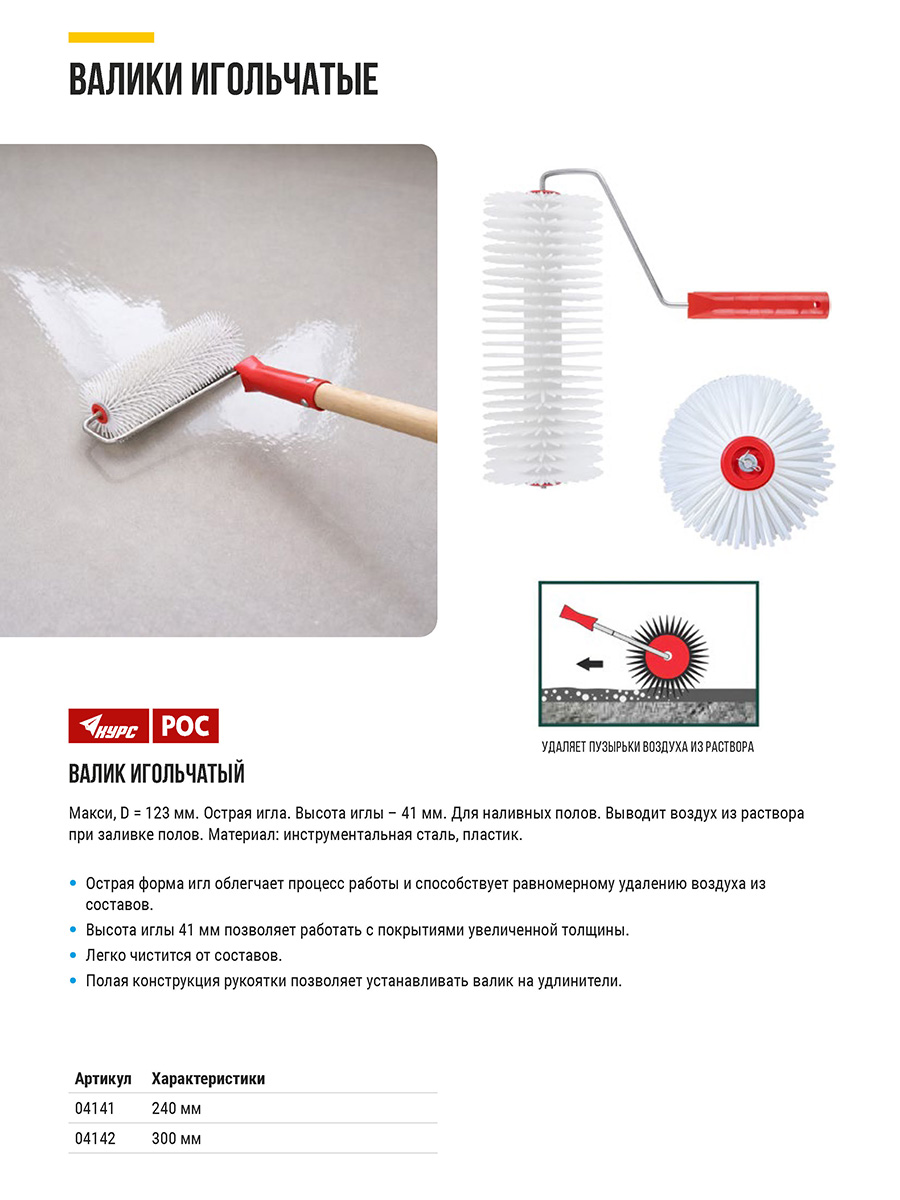 Валик пластиковый игольчатый Макси для наливных полов
