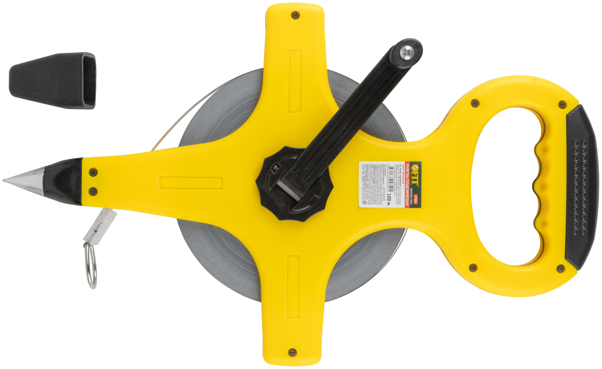 Рулетка геодезическая 100 м с открытым пластиковым корпусом FIT