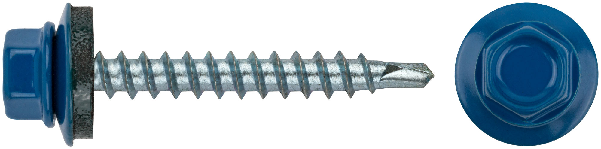 Шурупы кровельные со сверлом 4.8 х 38 синий RAL 5005, упаковка 250 шт.