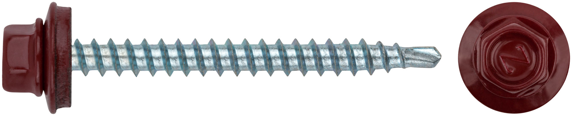 Кровельные шурупы 4.8 х 50 мм красные, RAL 3011, 100 шт
