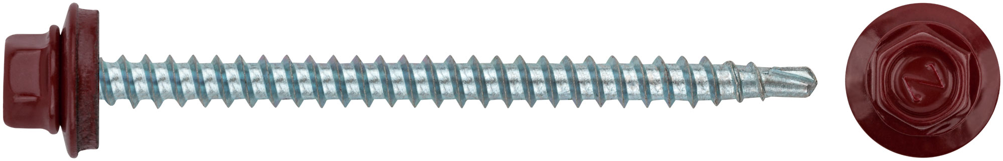 Шурупы кровельные красные RAL 3003 4.8 х 70 мм, 100 шт.