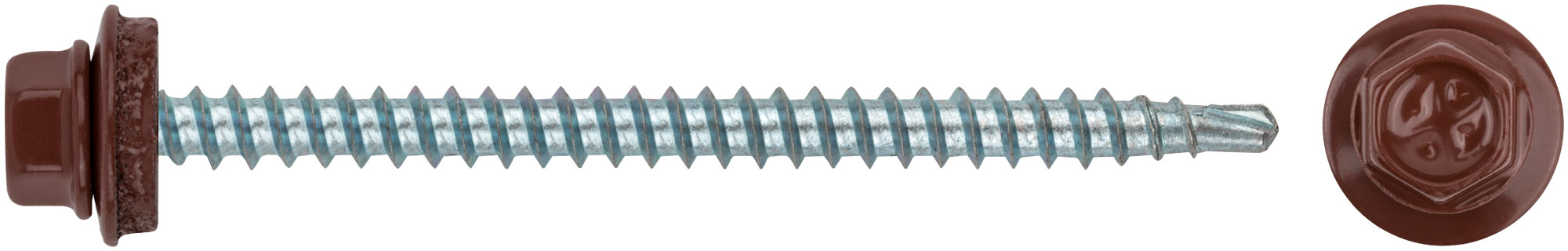 Шурупы кровельные бордовые RAL 3009, 100 шт.