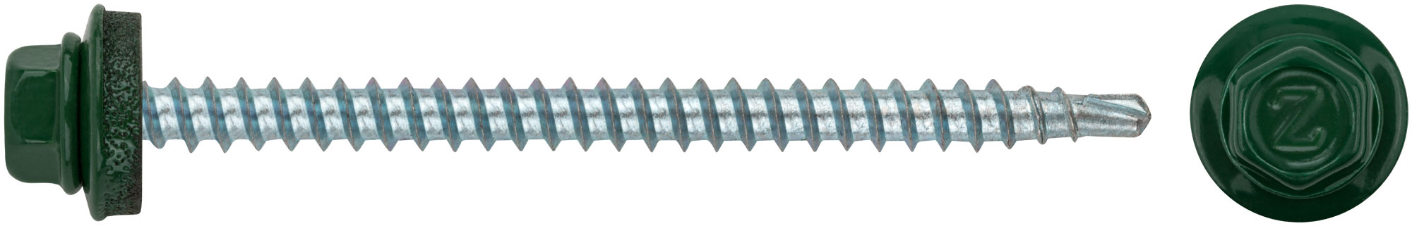 Шурупы кровельные со сверлом 4,8 х 70 зеленый RAL 6002, 100 шт.