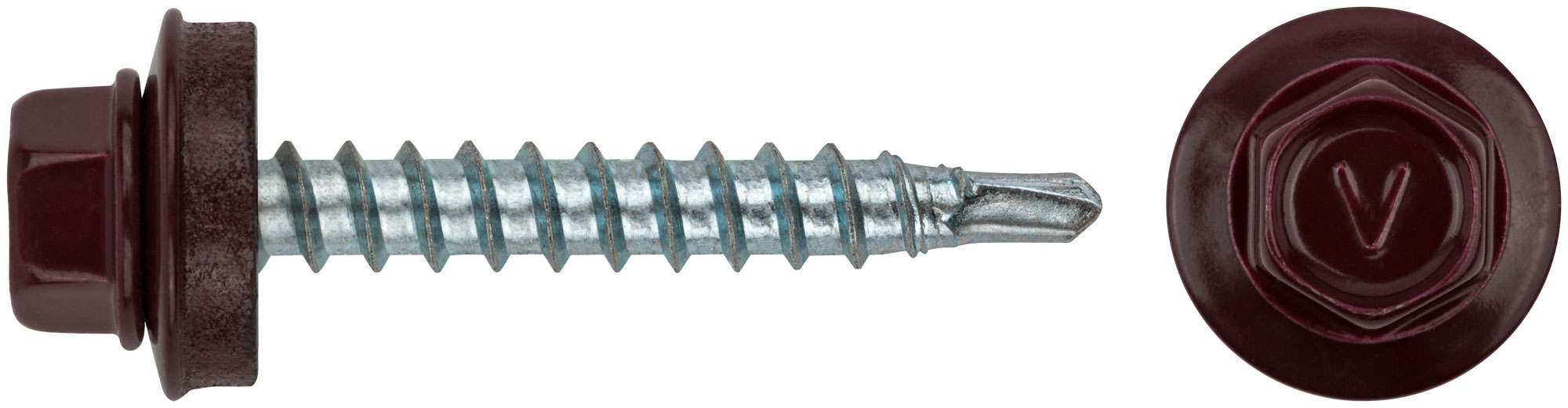 Шурупы кровельные со сверлом 4.8 х 32 темно-бордовые RAL-3005