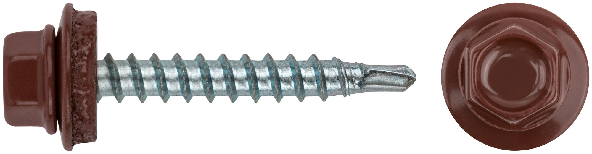 Шурупы кровельные со сверлом 4.8 х 32 бордовые RAL-3009, 100шт