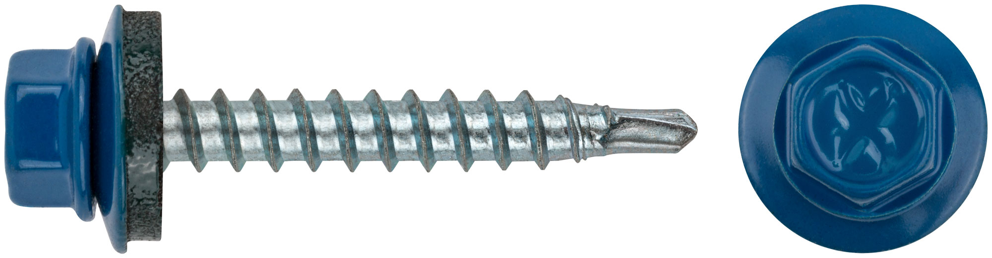 Кровельные шурупы 4.8 х 32 мм, синий RAL-5005, фасовка 250 шт.