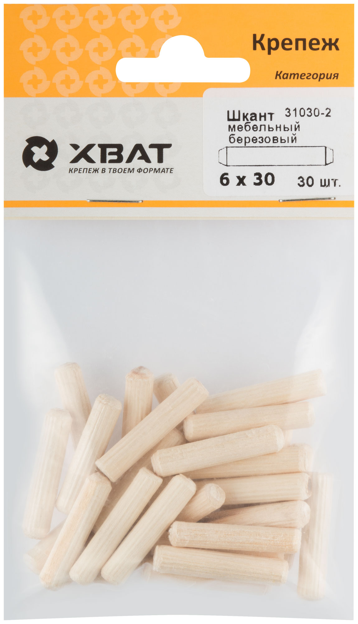 Шкант мебельный 6 х 30 березовый фасовка 30 шт.