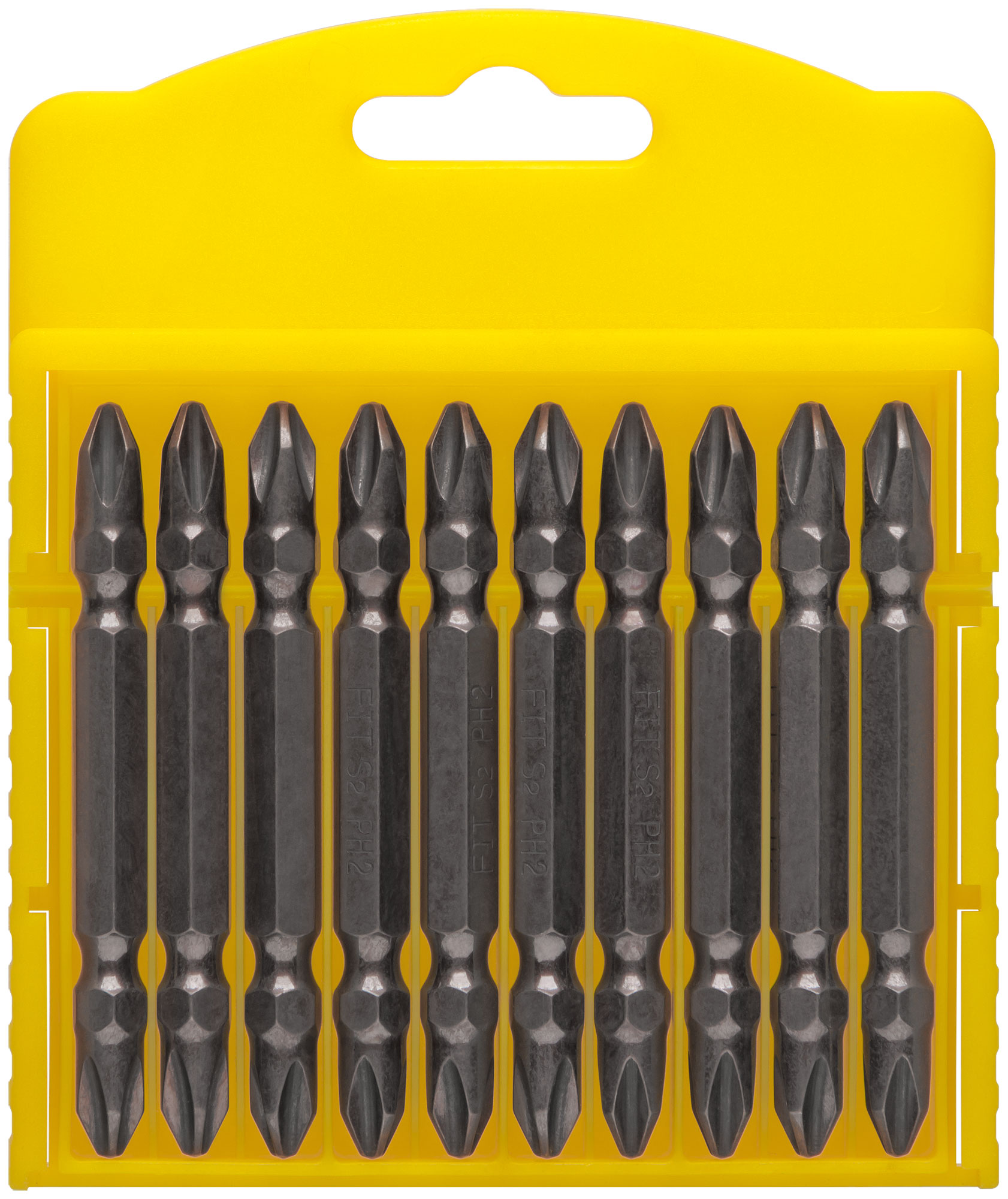 двухсторонние биты FIT сталь S2 65 мм PH2/PH2, 10 шт.