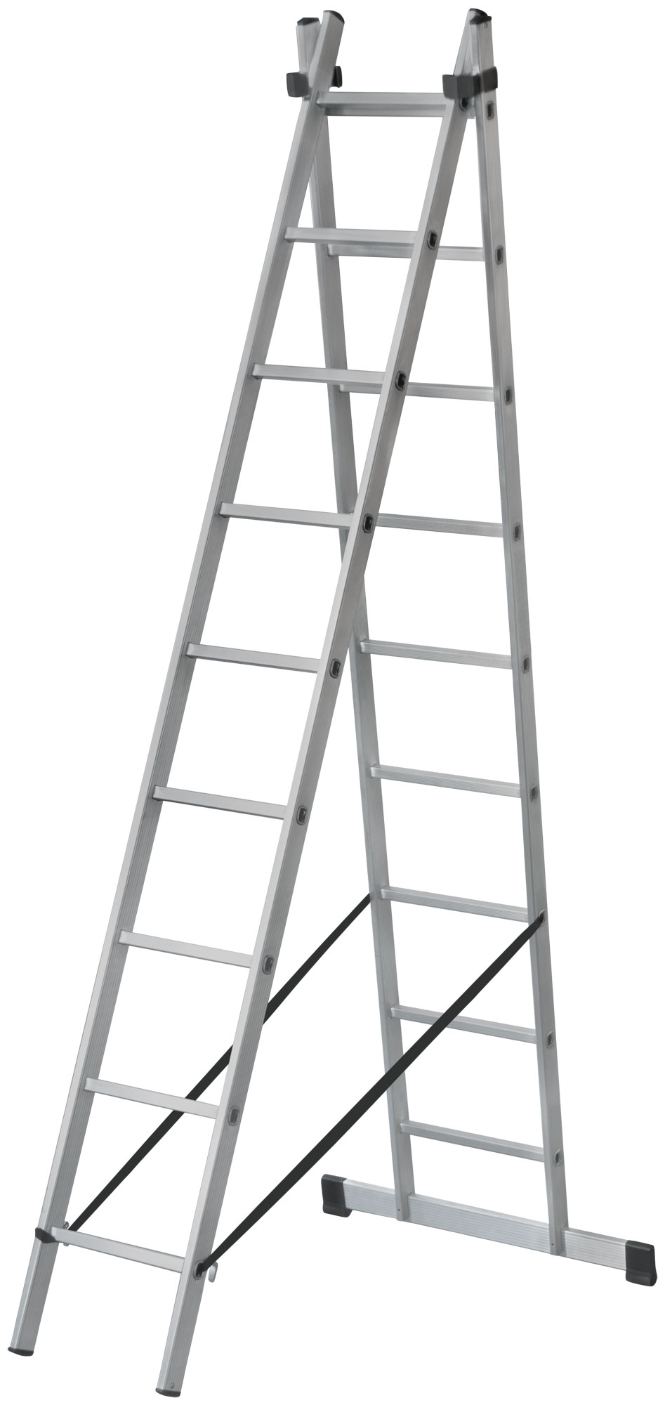 Двухсекционная алюминиевая лестница FIT 2x9 ступеней 65424