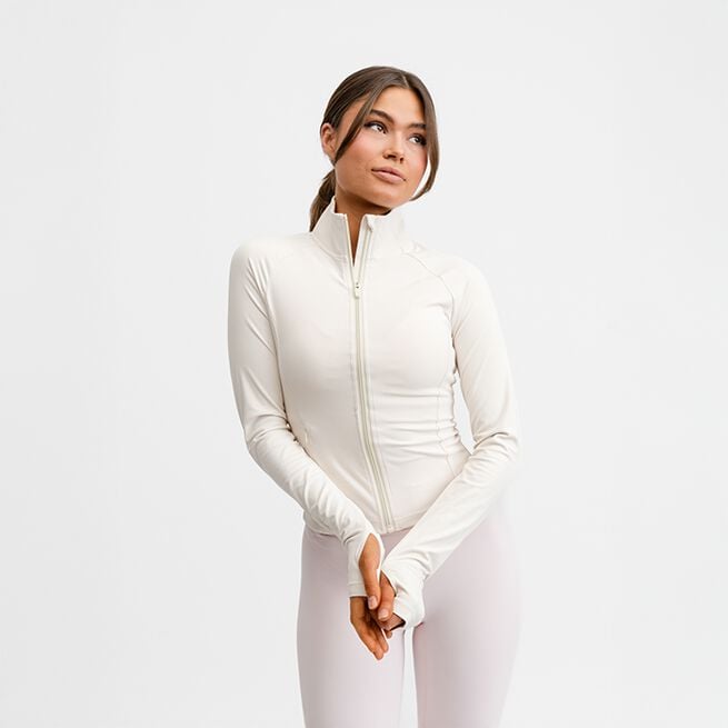 Мягкий свитер на молнии с маслом, белый