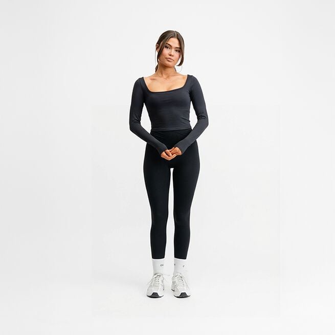 Укороченный топ с длинными рукавами Butter Soft, черный