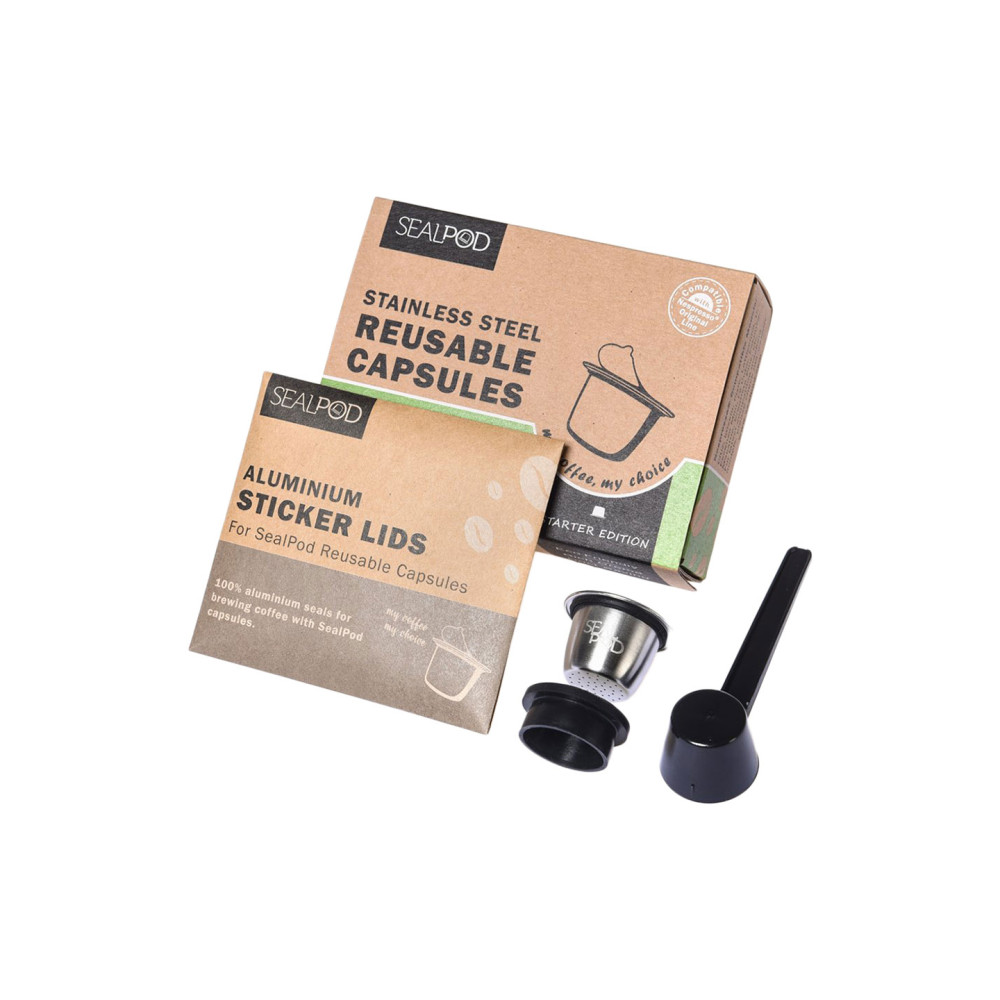 Многоразовая капсула Sealpod Starter Edition подходит для кофемашин Nespresso