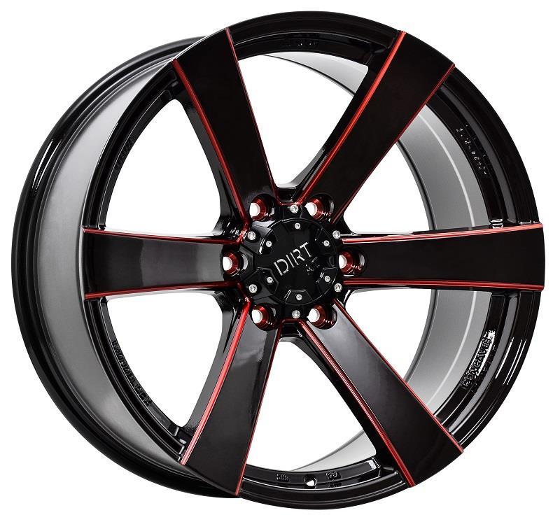Диски Statusfälgar D91 Glossblack Red stripe 9,5x20