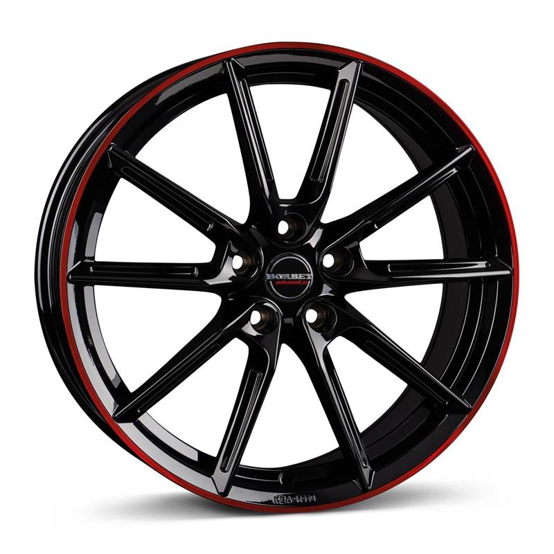 Диски BORBET LX18 Black Glossy rim red 8x18 5/114,3 ET48 CB72,5