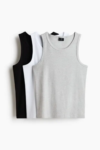 3 топа в рубчик Slim Fit