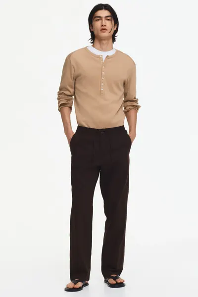 Брюки из смесового льна Regular Fit