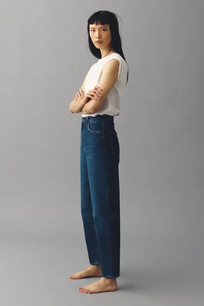 Джинсы Mom Slim Fit с высокой талией до щиколотки