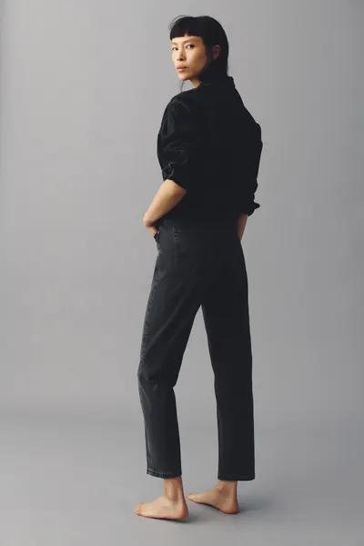 Джинсы Mom Slim Fit с высокой талией до щиколотки