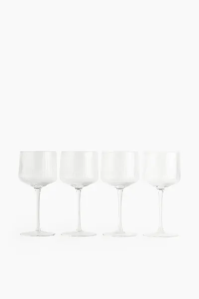 4 рифленых бокала для вина